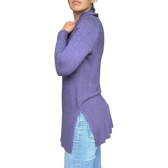 Adrienne Vitadini Purple Pullover Cowl Neck Sweater Size Medium Rib Knit Tunic - Picture 5 of 9
